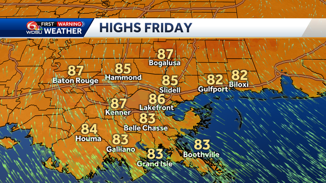 New Orleans weather forecast rain chance fog high temp flood risk