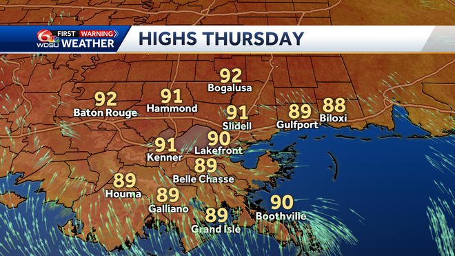 New Orleans weather tropical forecast rain chances high temp