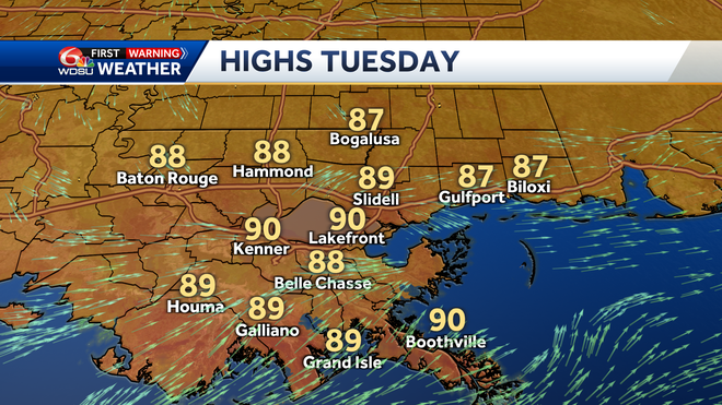 New Orleans weather forecast rain chance high temp tropic outlook