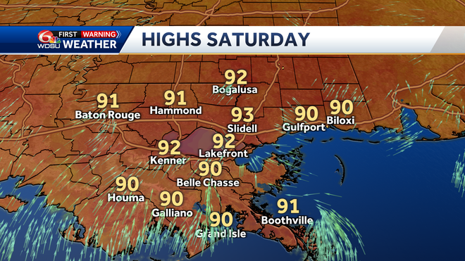 New Orleans weather forecast high temps rain chances hurricane