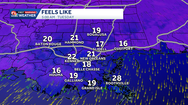 Dangerous wind chill values Monday and Tuesday mornings