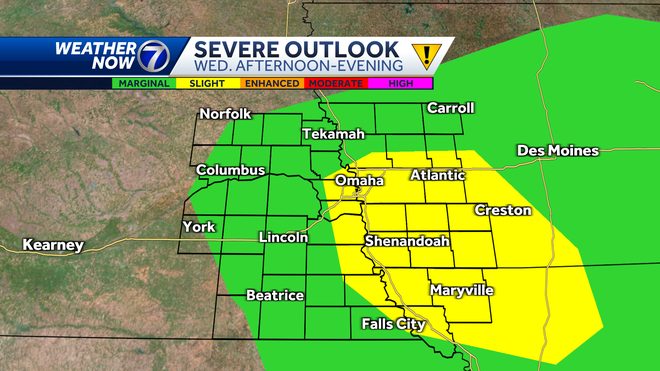 Omaha weather: Chance for spotty storms with slight hail risk