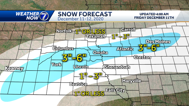 SNOW FORECAST: 3 to 4 inches of snow expected in the Omaha metro by ...