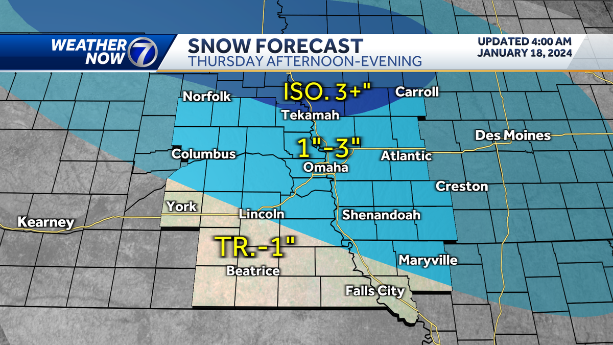 Omaha weather Thursday snow for evening commute, then more extreme cold