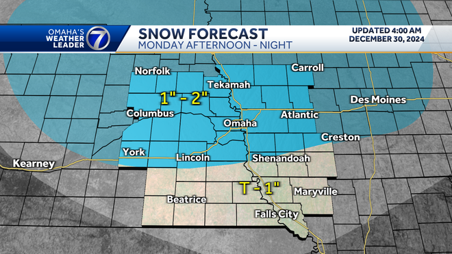Omaha weather: Rain, snow timeline overnight into Tuesday