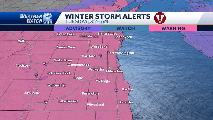 Winter Storm Warning in effect until Wednesday 3 a.m.