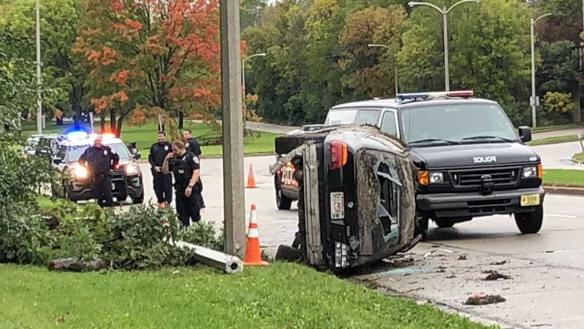 Stolen car flips near McGovern Park during chase, police say