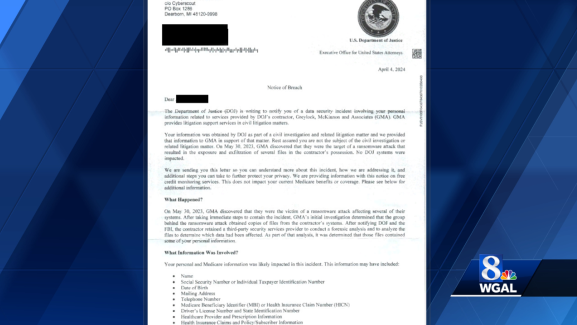 US Department of Justice letter alerts recipients about data breach