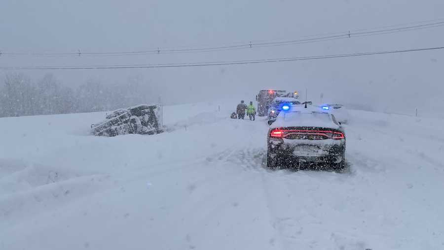 DOT plow rolls over on I-89 in Grantham