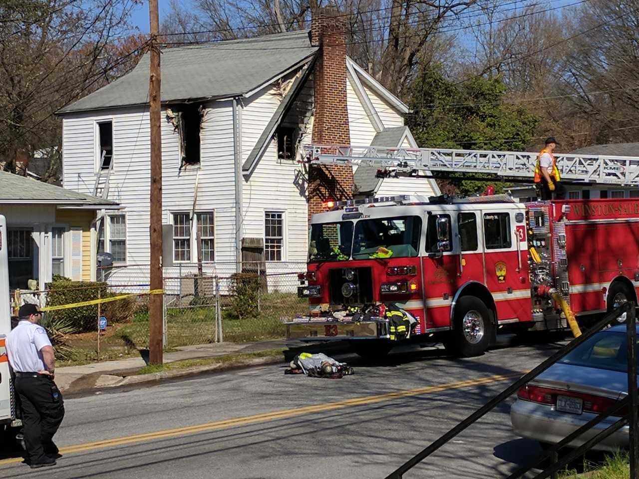 Fire Crews On The Scene Of House Fire In Winston-Salem