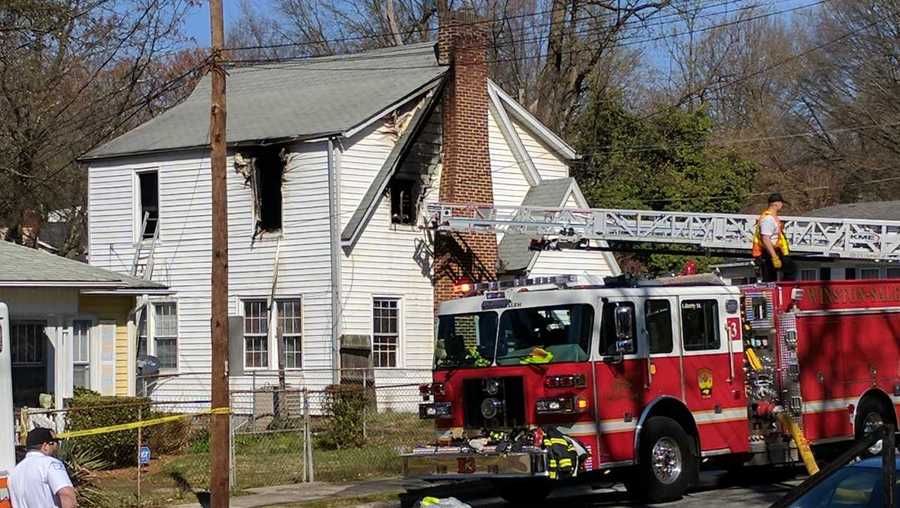 Fire crews on the scene of house fire in WinstonSalem