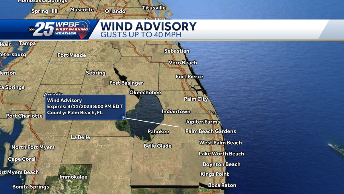 Wind advisory in effect for South Florida