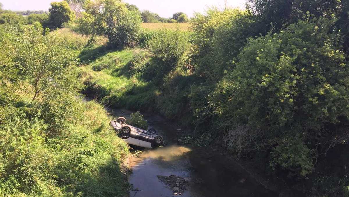 Teen OK after flipping car into creek near Avoca