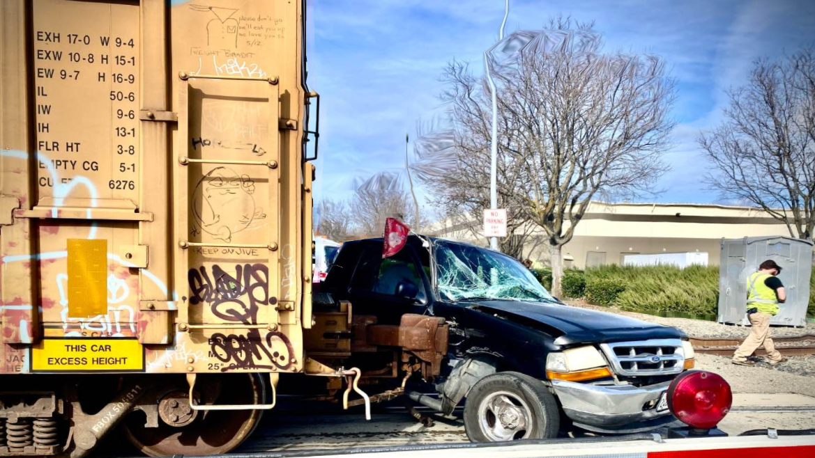 No injuries reported after train, truck collide in Woodland