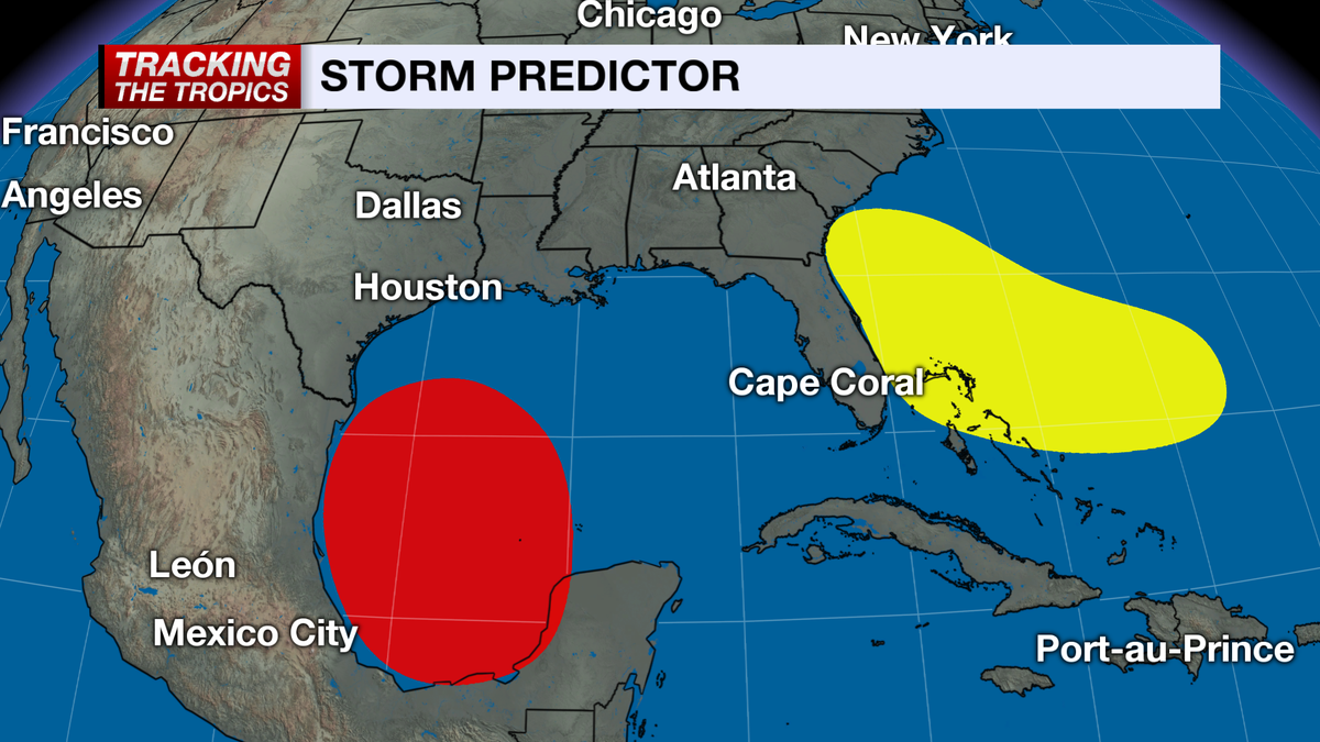 Odds for development increase in both areas being tracked in the tropics