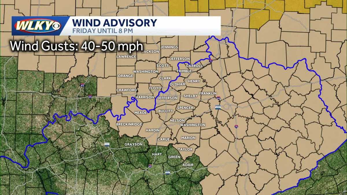 Wind Advisory for Louisville region: Gusts could reach 40-50 mph