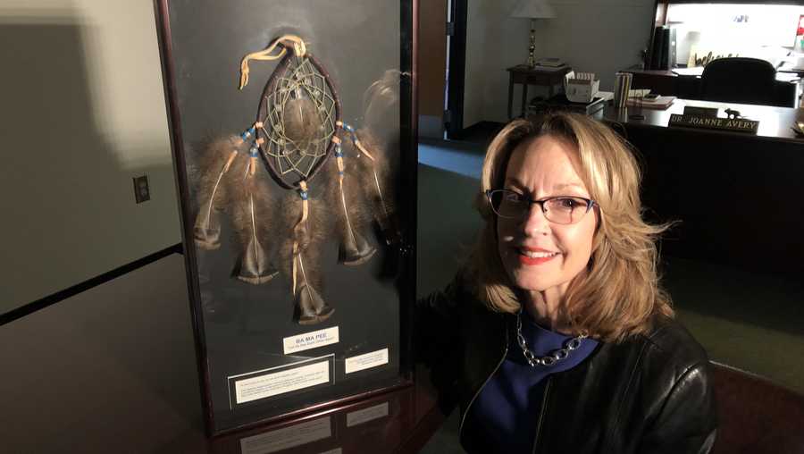 Dr. Joanne Avery with the dreamcatcher