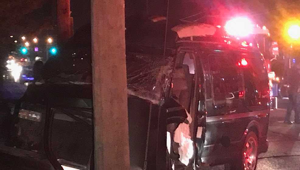 Police: Driver extricated after crashing into pole in College Hill