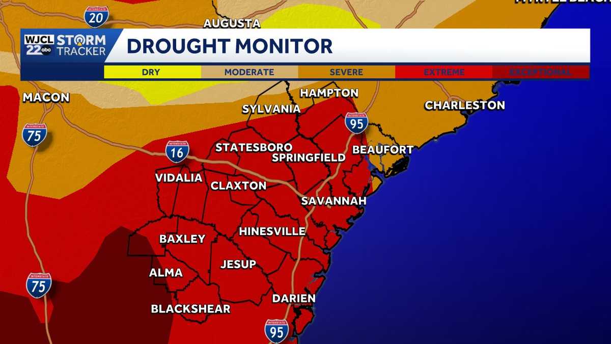 Drought monitor update and a look at when rain showers return to Southeast Georgia, Lowcountry