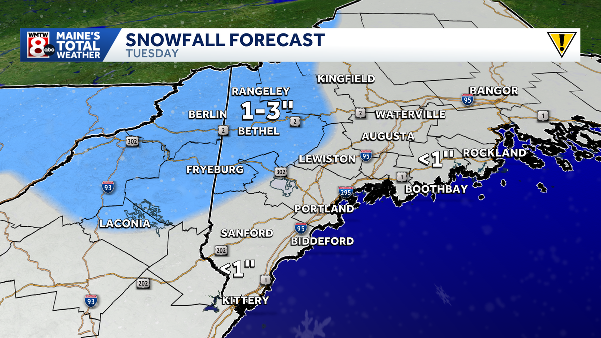Gusty winds bring cold, snow to Maine Tuesday