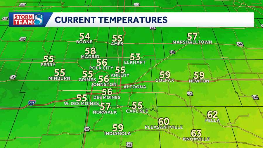 Current temperatures in Central Iowa