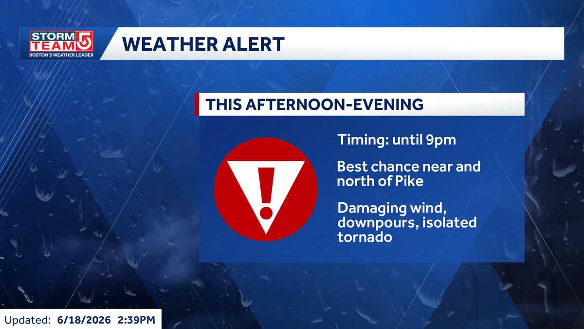 Weather Alert: Downpours, lightning and chance of an isolated tornado today