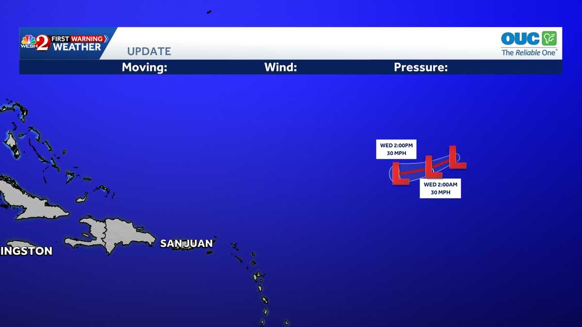 New tropical depression forms in the central Atlantic
