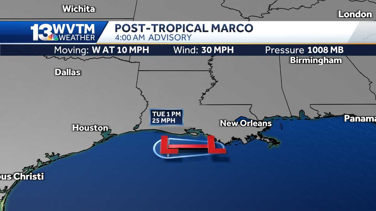 Hurricane Marco heads for the Louisiana coast, Laura also forecast to be a Gulf hurricane