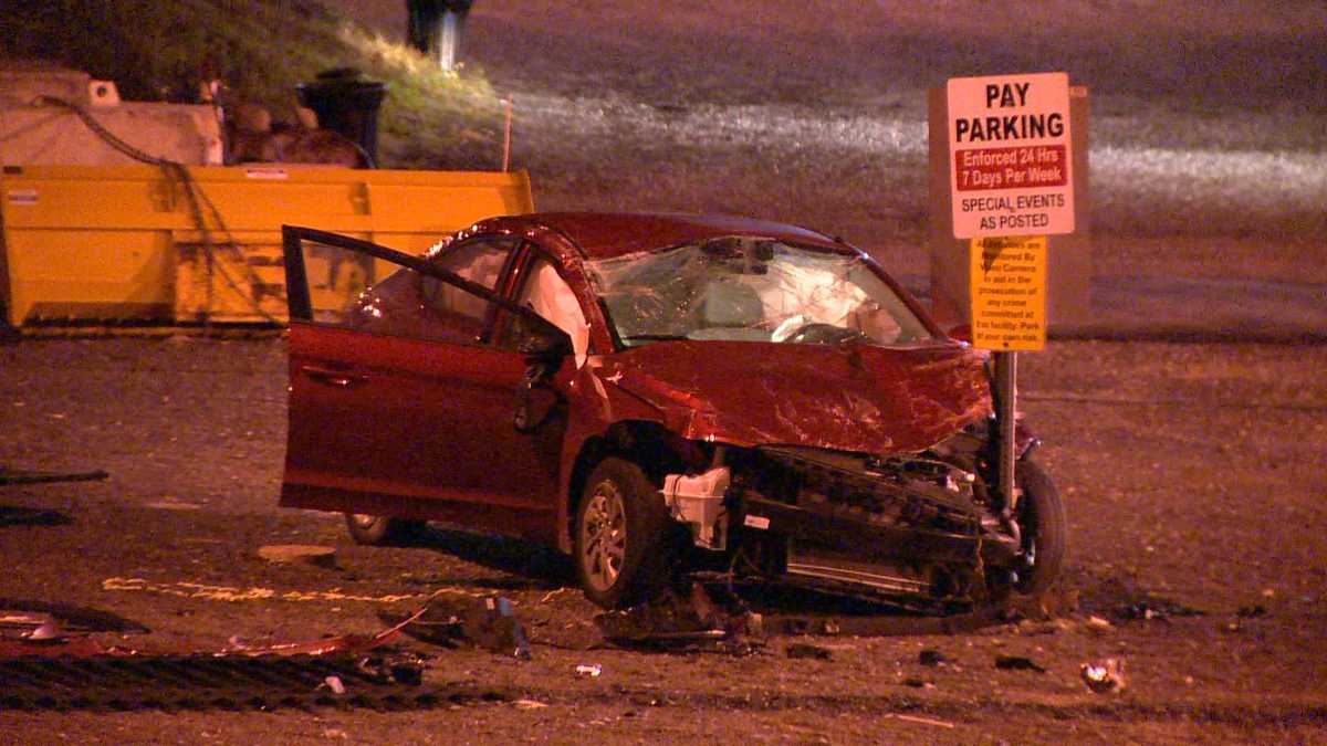 Car goes over 15foot wall in South Shore crash
