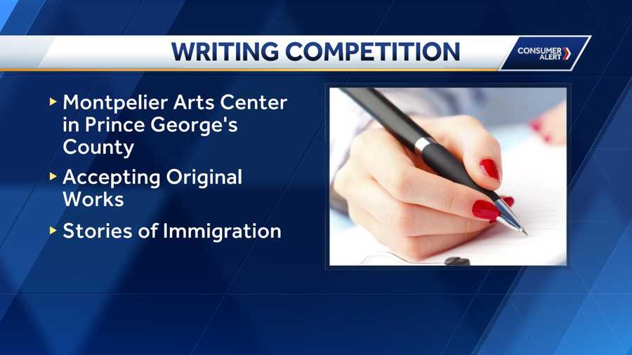Text: writing competition: Montpelier Arts Center in Prince George's County accepting original works of stories of immigration.