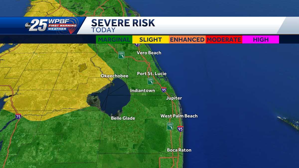South Florida: Risk for severe storms, strong winds, hail Monday