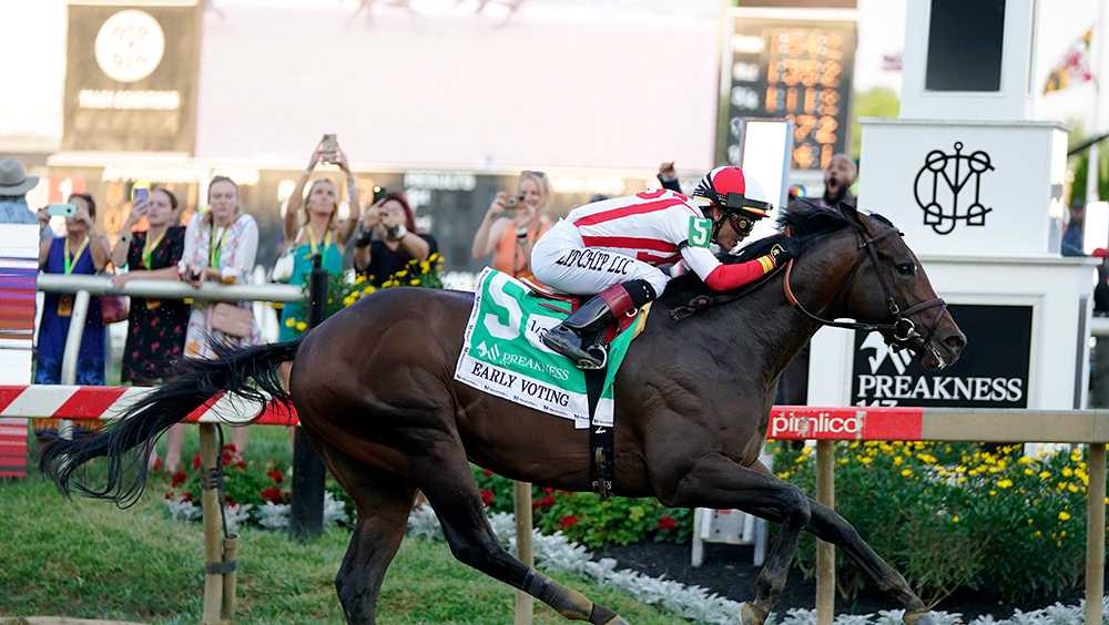 American Pharoah Wins Preakness In Downpour - CBS Baltimore