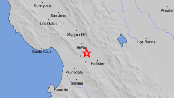 An earthquake measuring 2.8 on the Richter scale hits the central coast of California