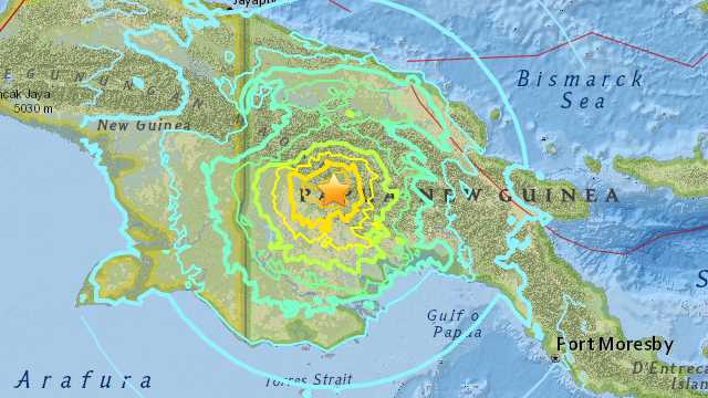 Earthquake hits Papua New Guinea in February 2018