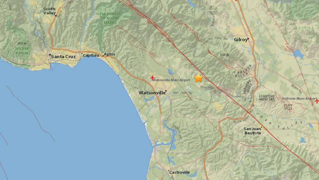 Small Earthquakes East Of Watsonville