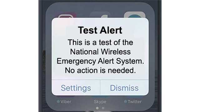 An image of an EAS test message