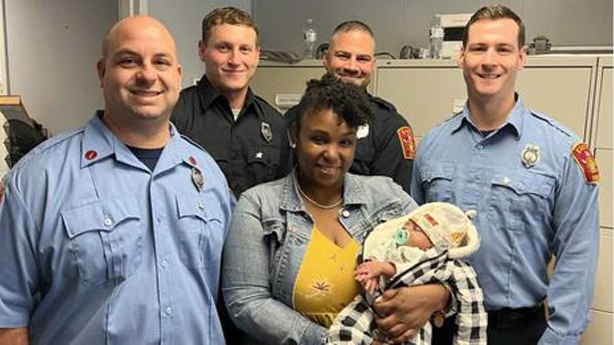 Easton firefighters reunite with baby boy they helped deliver