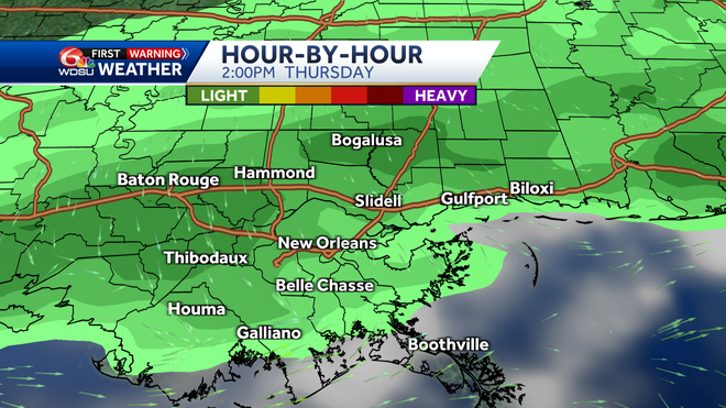 New Orleans weather forecast rain chances timing of storms