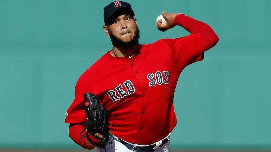 In this Sept. 29, 2019, photo, Boston Red Sox's Eduardo Rodriguez pitches during the first inning of a baseball game against the Baltimore Orioles in Boston. (AP Photo)
