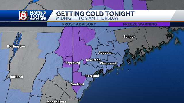 1st freeze warning of season issued for parts of Maine, frost possible ...