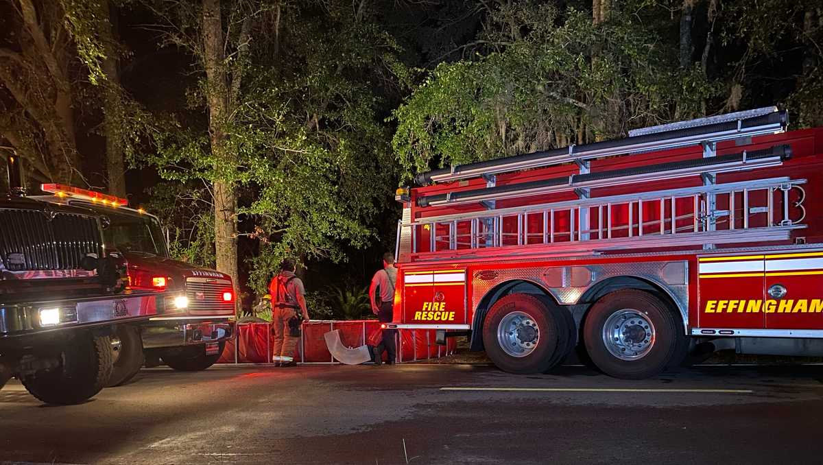 Effingham fire crews working to put out a house fire in Guyton