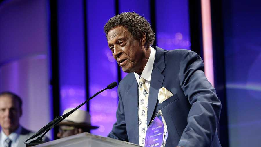 Honoree Elgin Baylor speaks onstage during the 16th Annual Harold & Carole Pump Foundation Gala at The Beverly Hilton Hotel on August 12, 2016 in Beverly Hills, California.
