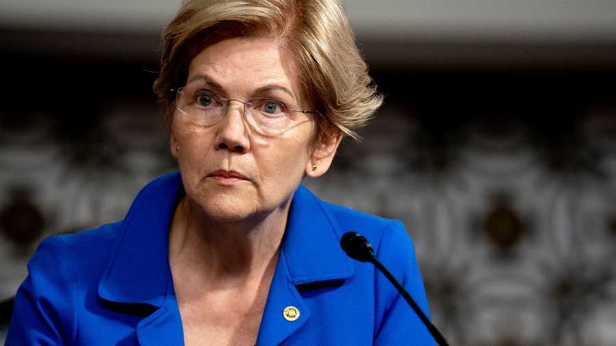 This Sept. 28, 2021 file photo shows Sen. Elizabeth Warren, D-Mass., during a Senate Armed Services Committee hearing on Capitol Hill in Washington. (The New York Times via AP, Pool)