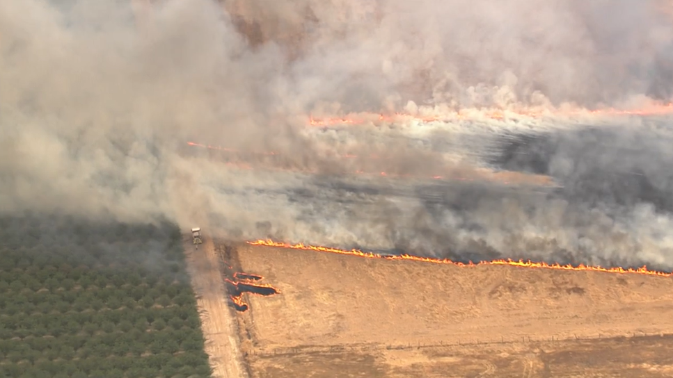 Crews work to contain vegetation fire in Elverta on Monday