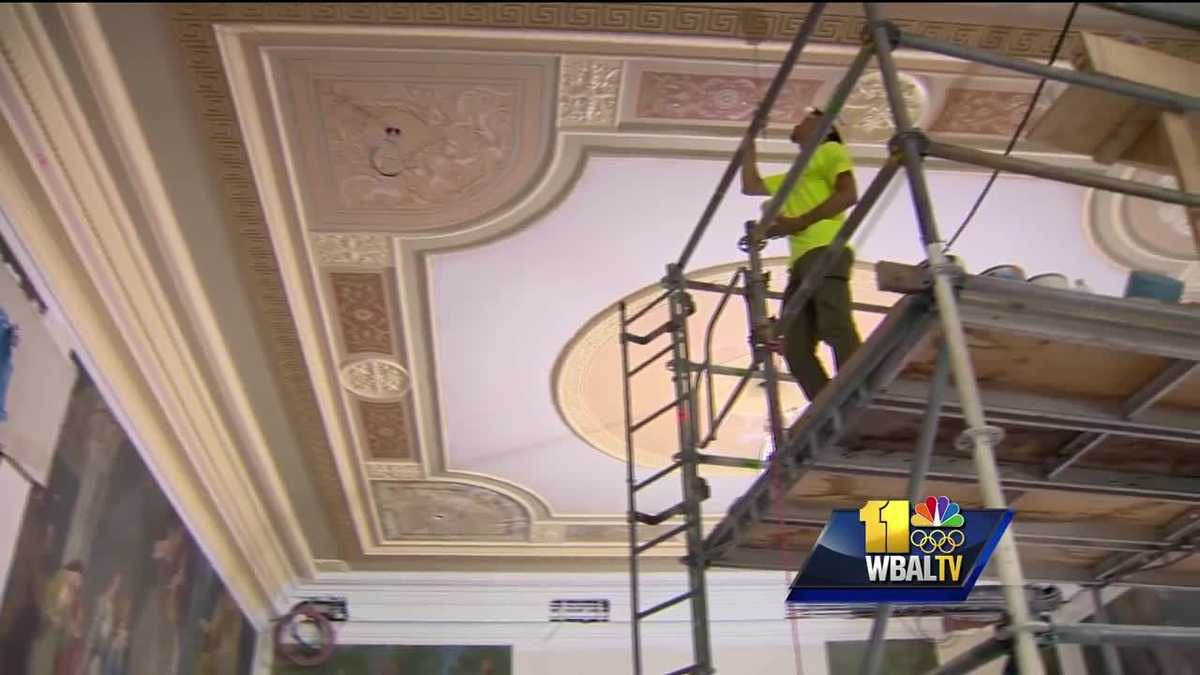 Enoch Pratt Central Library renovations uncover historic ceiling