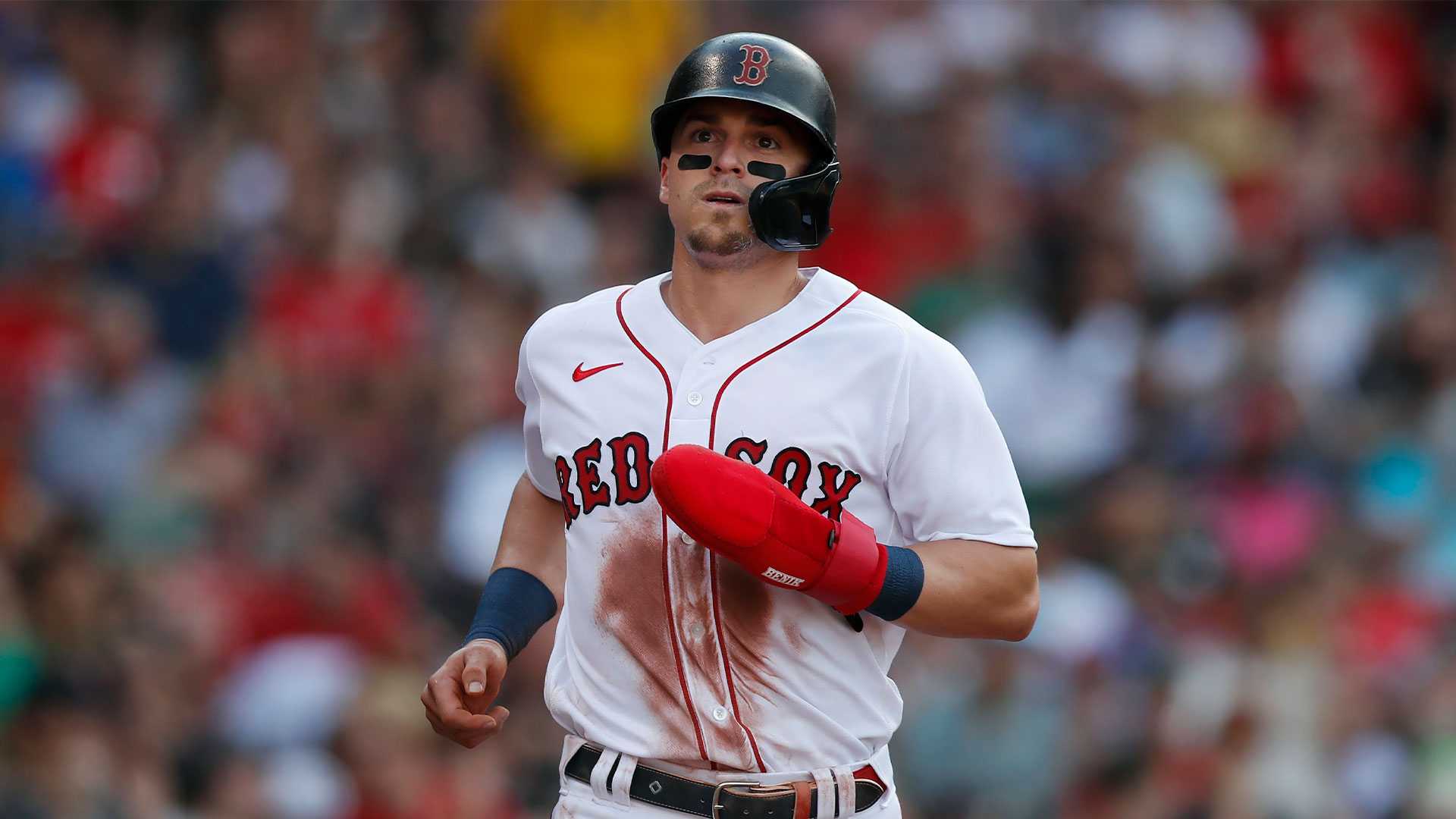 Enrique Hernandez of the Boston Red Sox bats against the Baltimore