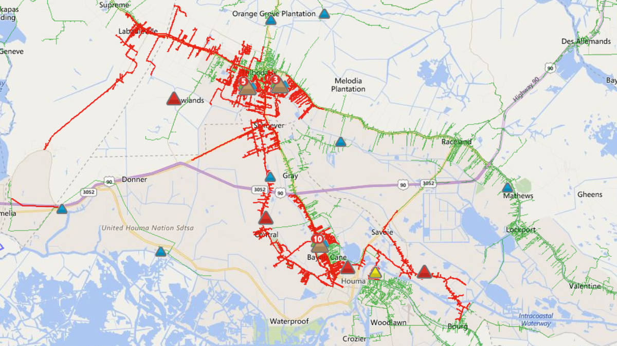 Widespread power outages hit customers in Lafourche, Terrebonne parishes