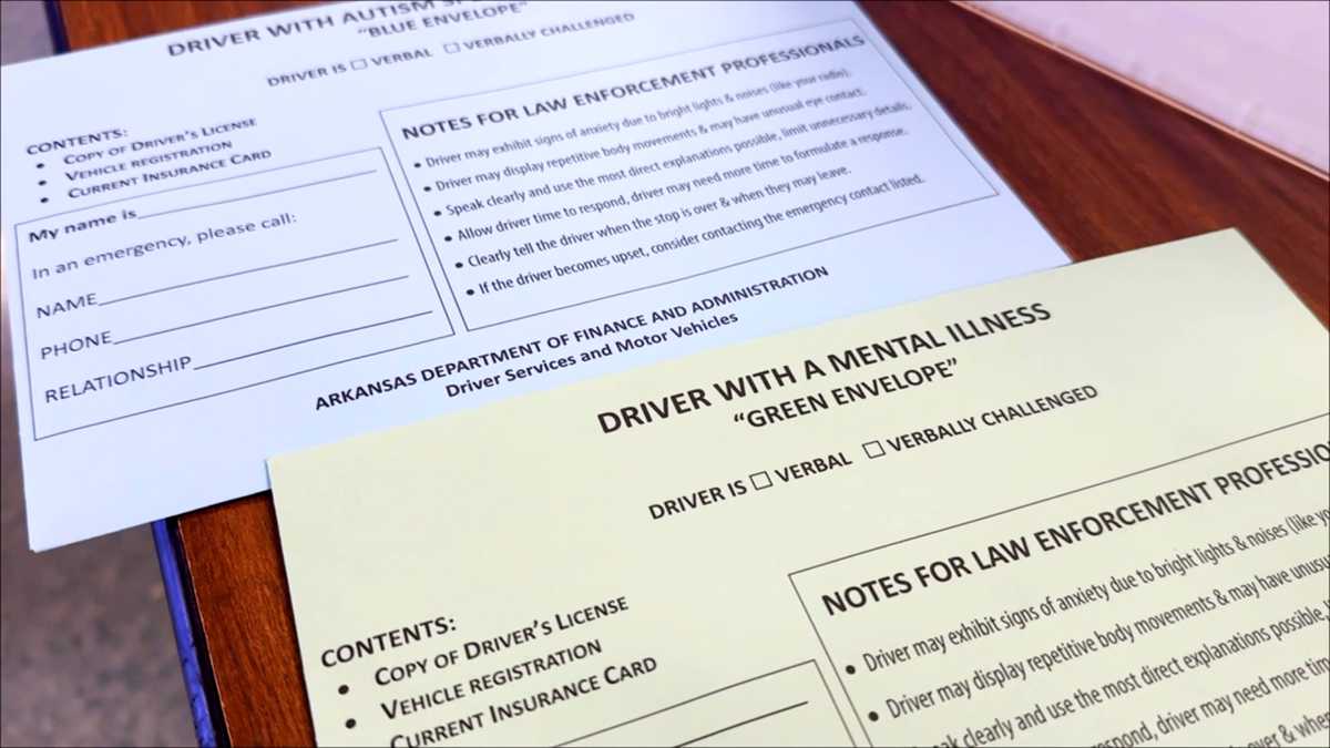 Arkansas envelope program aims to make traffic stops safer for people with autism, mental illness