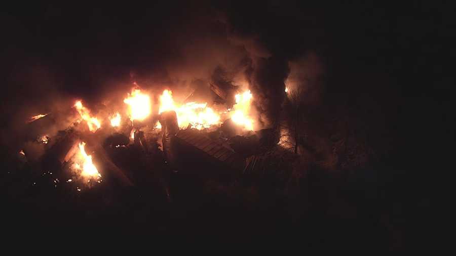 Train derailment in East Palestine, Ohio photo from drone overflight
