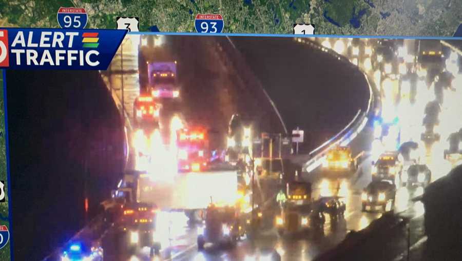 Delays reported on Mass Pike after box truck crash in Boston